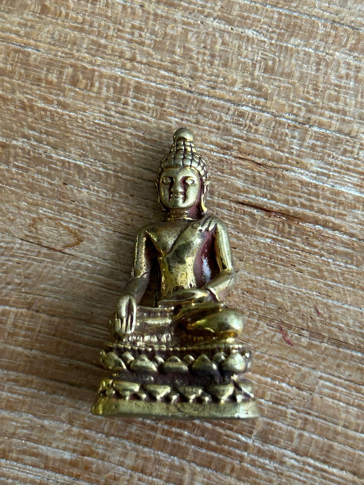 Kleine Boeddha beeldje van metaal, goudkleurig, Ophalen of Verzenden, Gebruikt, Metaal, Goud