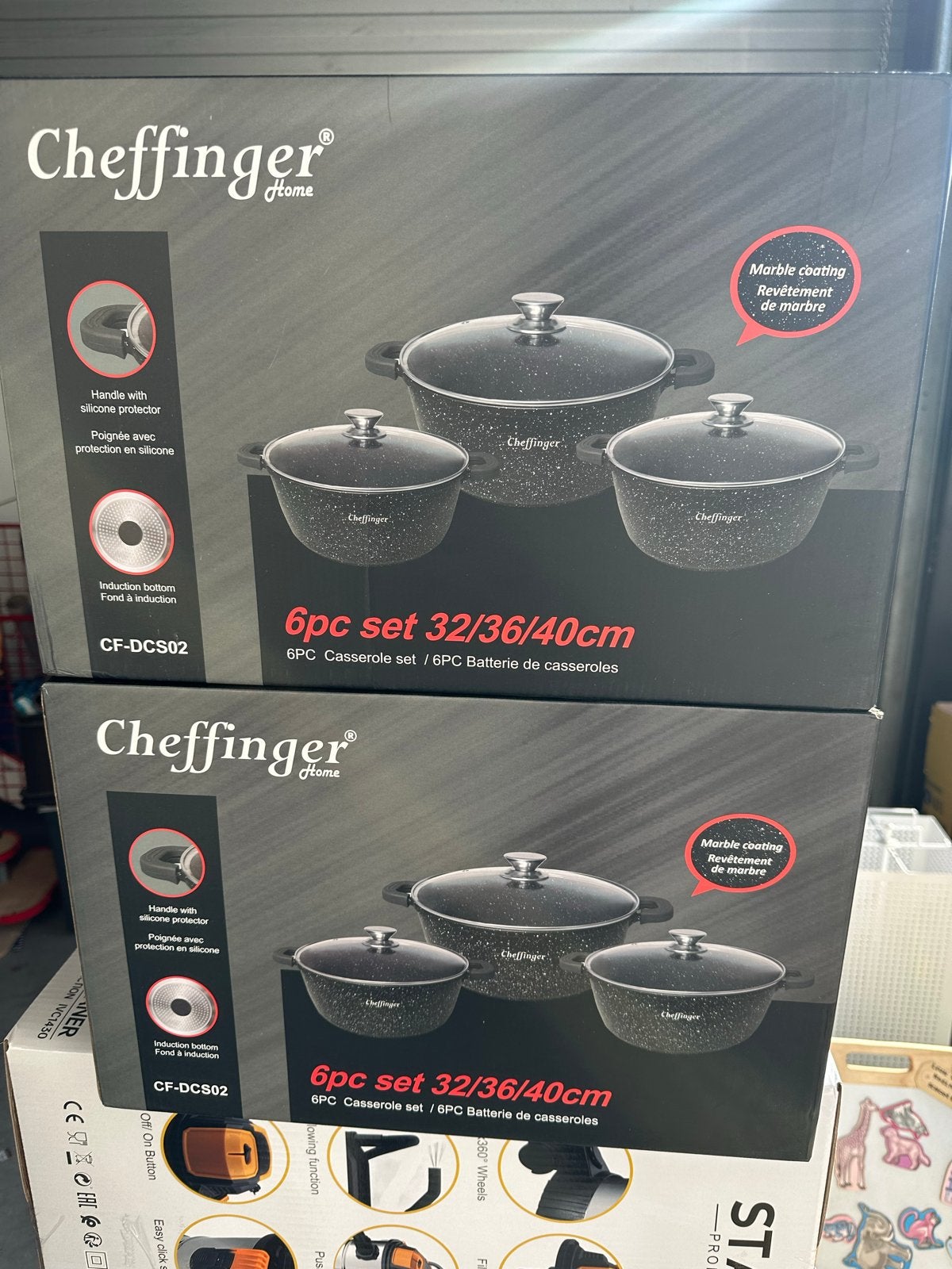Cheffinger Pannenset 6-delig - Marmercoating & Inductie, Antiaanbaklaag, Verkophoekgoes@outlook.com, Pannenset, Ophalen of Verzenden