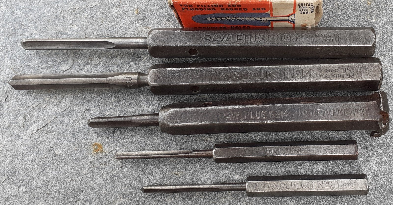 Vintage Rawlplug pluggen set - Made in England, Ophalen of Verzenden