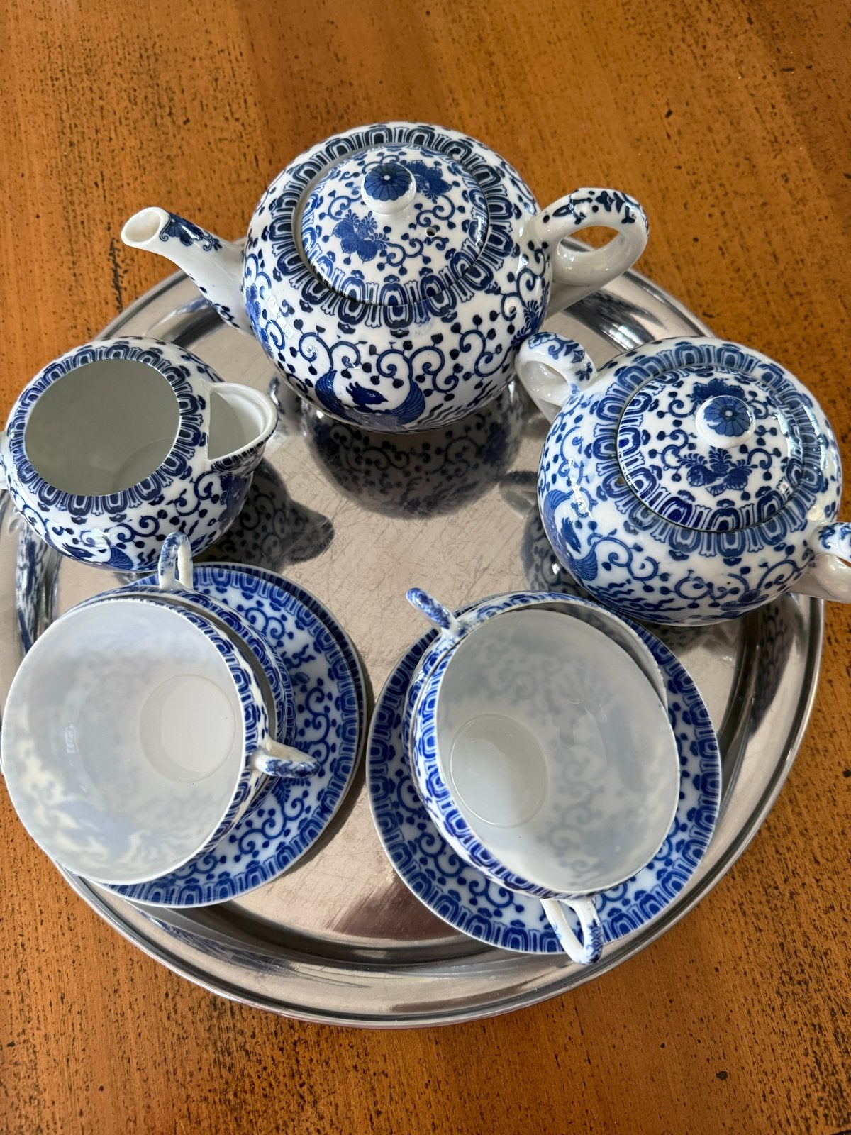 Prachtig Chinees theeservies - blauw-wit porselein, Antiek en Kunst, Ophalen