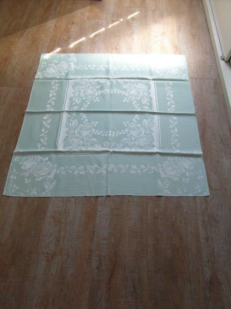 Groen tafellaken, damast stof, Overige materialen, 85 cm, Ophalen of Verzenden, Zo goed als nieuw
