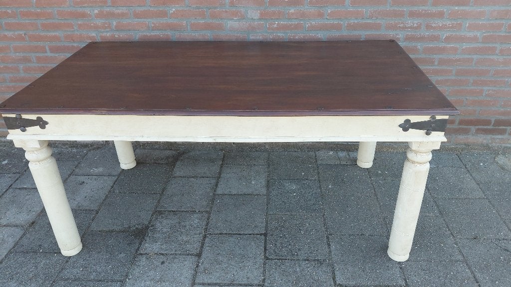 Brocante Eettafel, Zo goed als nieuw, 150 tot 200 cm, Rechthoekig, Overige houtsoorten