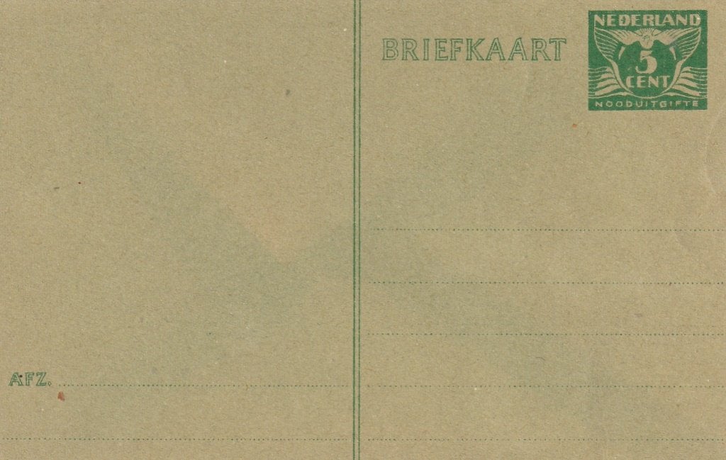 Briefkaart Nederland 5 cent nooduitgifte 1945, Ophalen of Verzenden, Briefkaart