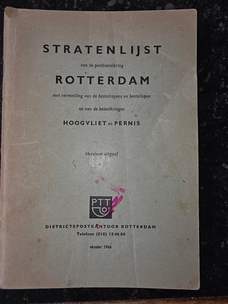 Stratenlijst Rotterdam Hoogvliet Pernis PTT 1966, Boeken, Ophalen of Verzenden, Gelezen