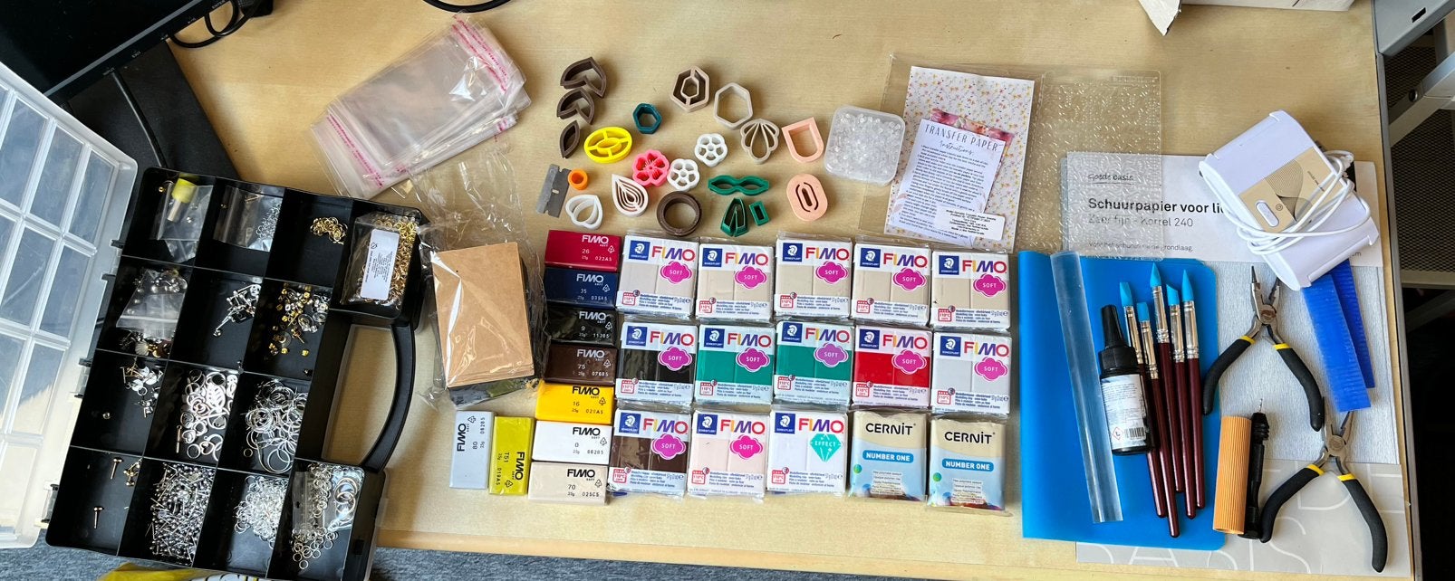 Complete set voor fimo oorbellen maken, Ophalen of Verzenden, Zo goed als nieuw