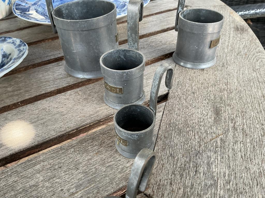 Setje tinnen maatbekertjes, Antiek en Kunst, Antiek | Tin, Ophalen of Verzenden
