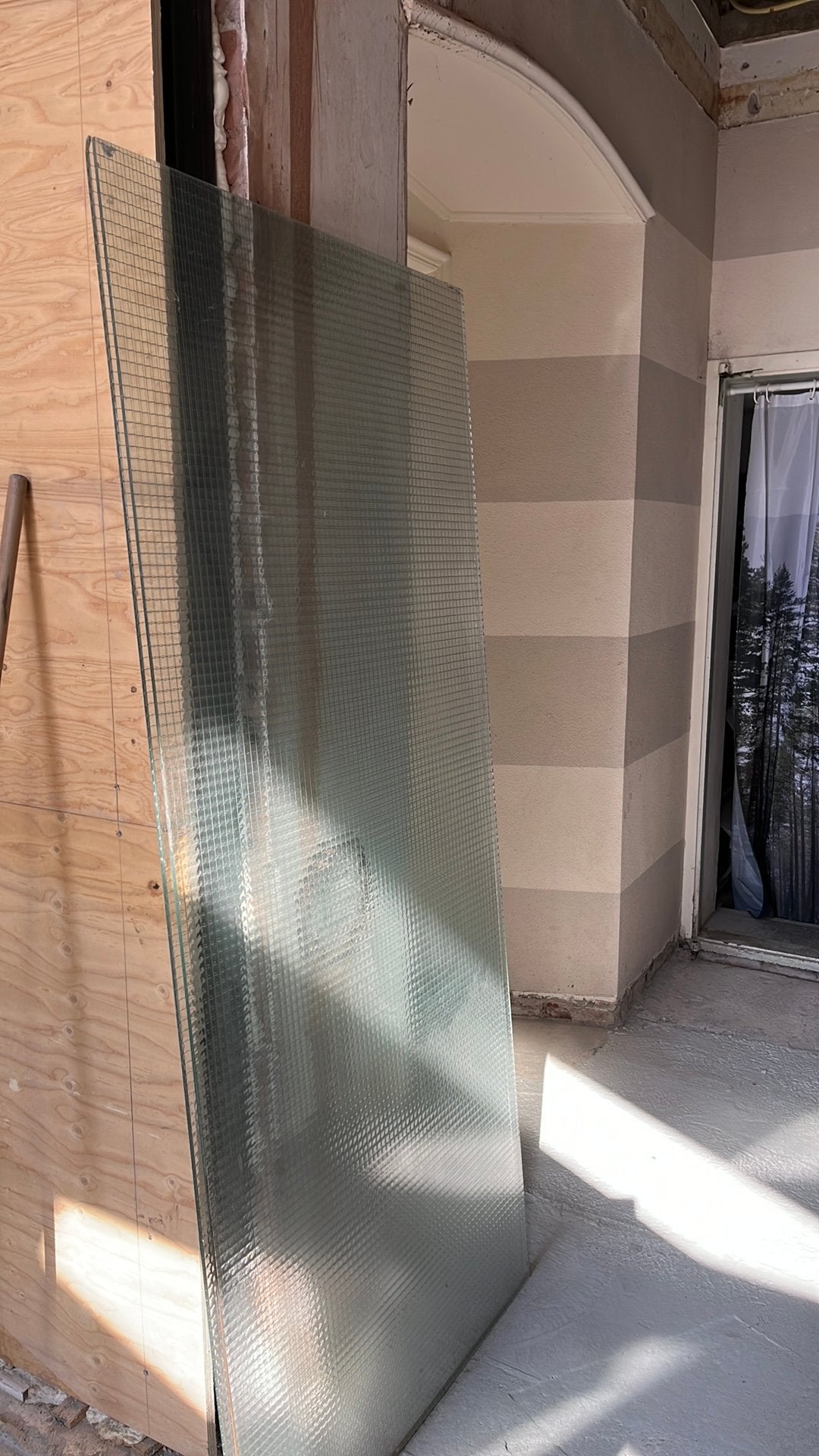 2x draadglas 85 x 190 cm, Doe-het-zelf en Verbouw, Glas en Ramen, Ophalen, Zo goed als nieuw, Minder dan 80 cm
