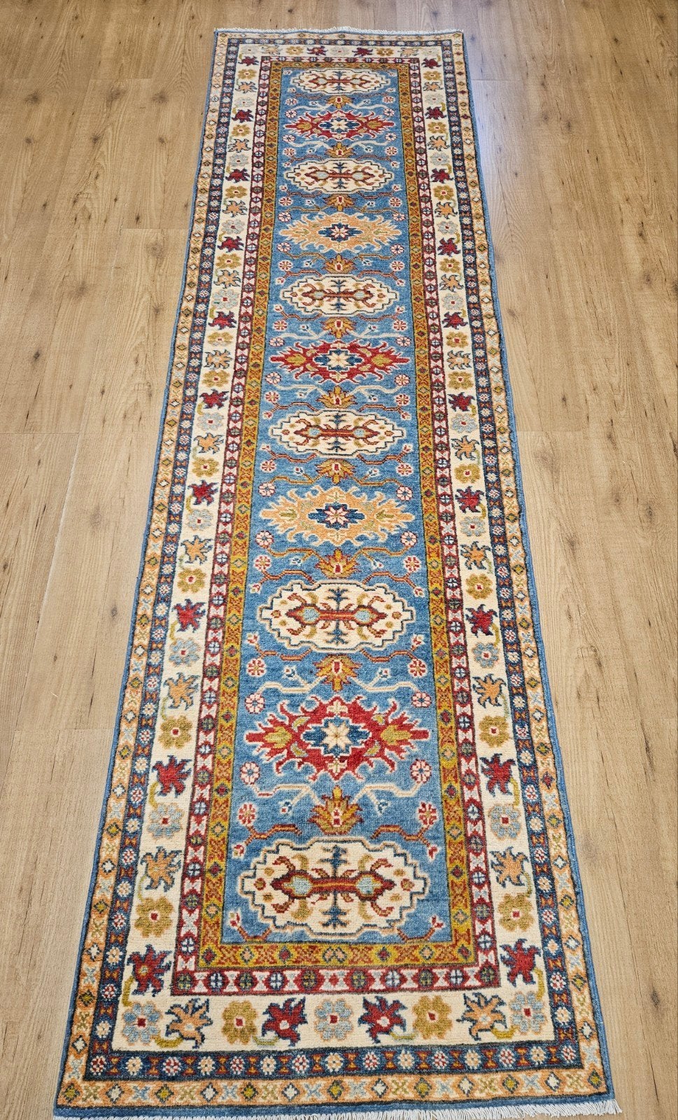 Handgeknoopt oosters tapijt loper kazak 292x82, Info@SlatsAntiek.nl, Perzisch, Vof Slats Antiek, Crème