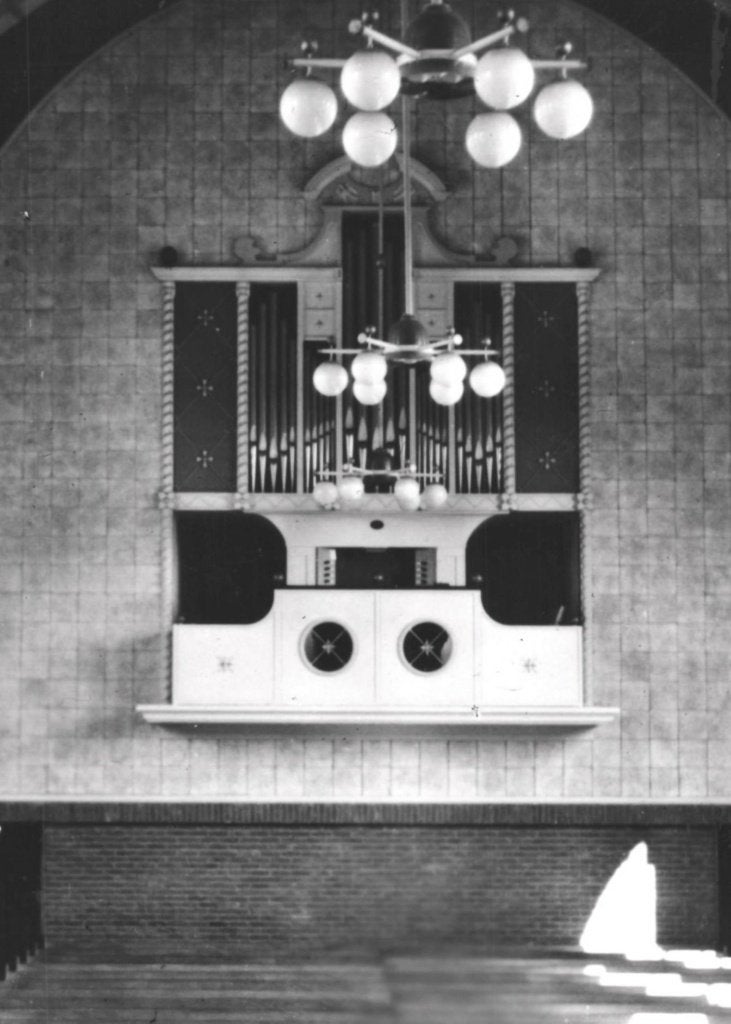 967624 Emmeloord 1954 Orgel Ned Herv kerk Flevoland NOP, Verzamelen, Ophalen of Verzenden, 1940 tot 1960, Ongelopen, Flevoland