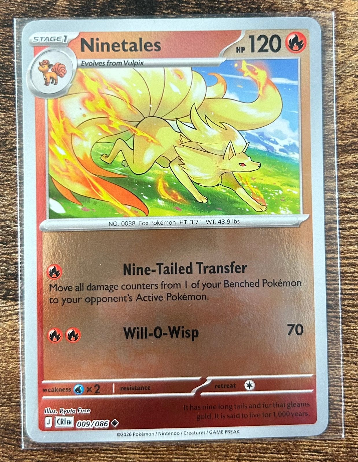 Ninetales Reverse Holo #009 - CRI - Pokémon, Ophalen, Zo goed als nieuw