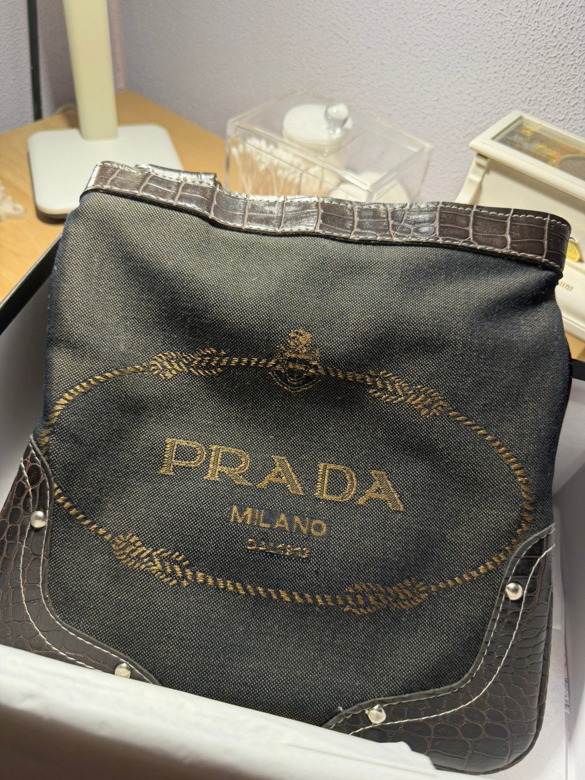 Bruine Prada tas, Ophalen of Verzenden, Zo goed als nieuw, Bruin