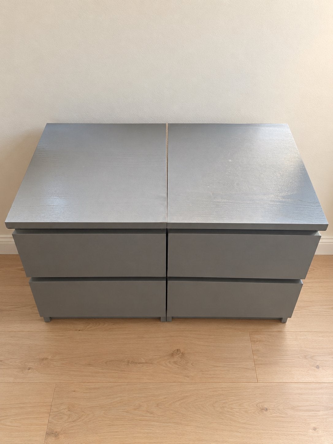 2x IKEA Nachtkastje met 2 lades - Grijs, Ophalen, Gebruikt, Minder dan 45 cm, Minder dan 55 cm