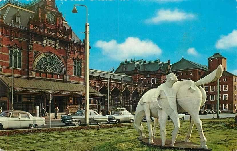 300-042-025 Groningen Station met Peerd van Ome Loeks, Verzenden, Voor 1920, Groningen
