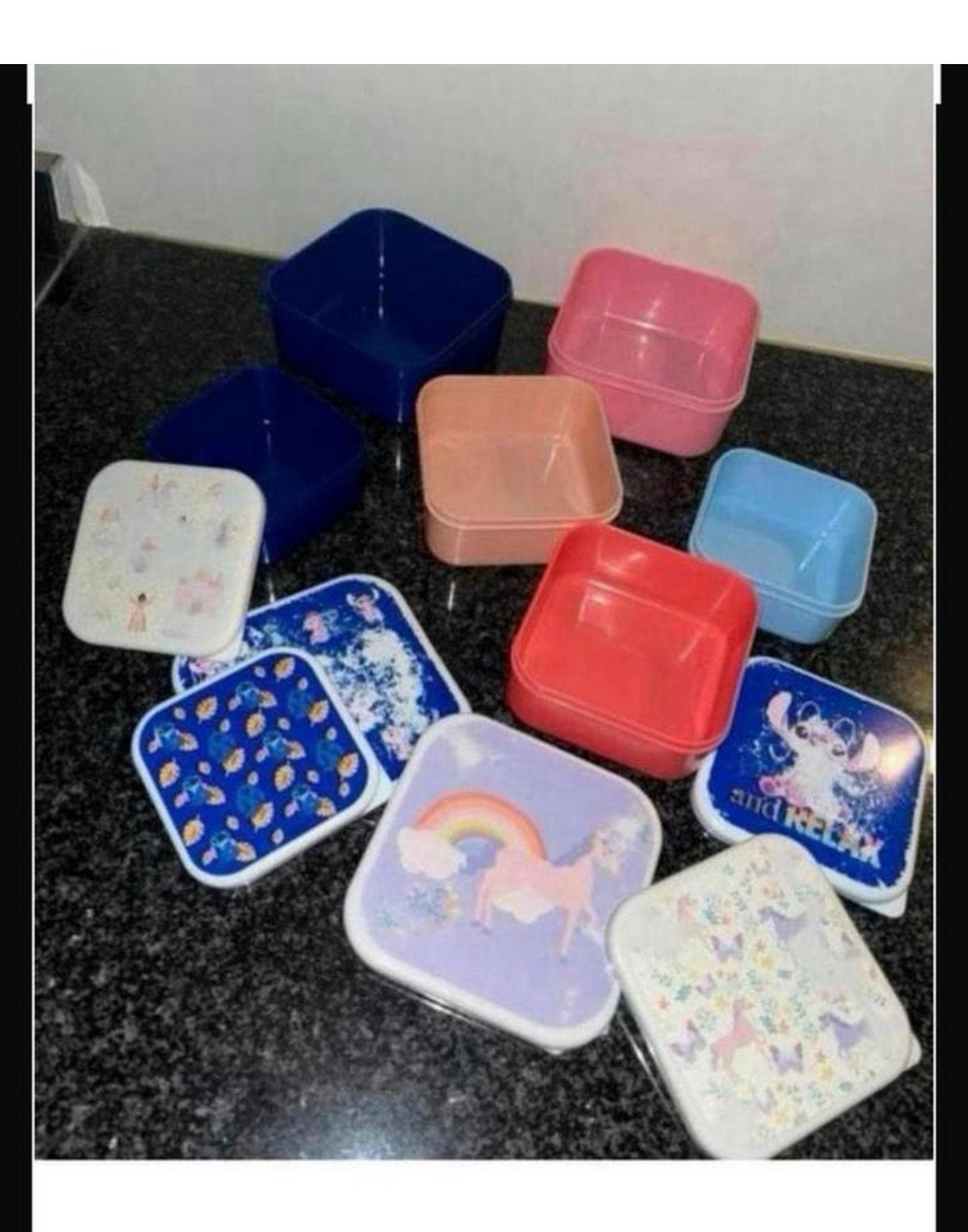 Lunchbox Snackbox Fruitbakje Broodtrommel Stitch Unicorn, Huis en Inrichting, Keuken | Keukenbenodigdheden, Broodtrommel, Ophalen of Verzenden
