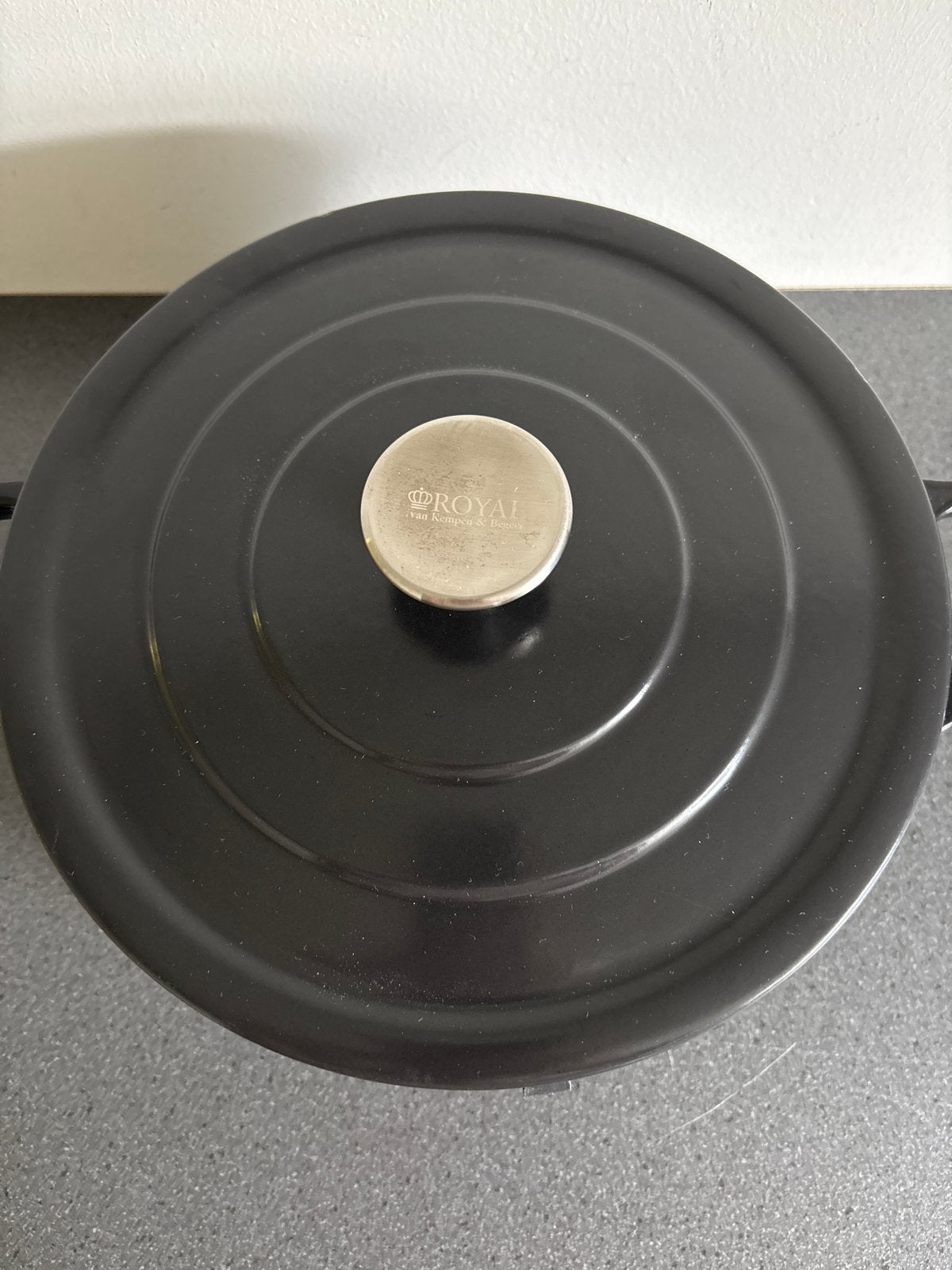Royal van Kempen & Begeer Gietijzeren Braadpan Zwart, Gebruikt, Met deksel, Ophalen of Verzenden, Braadpan