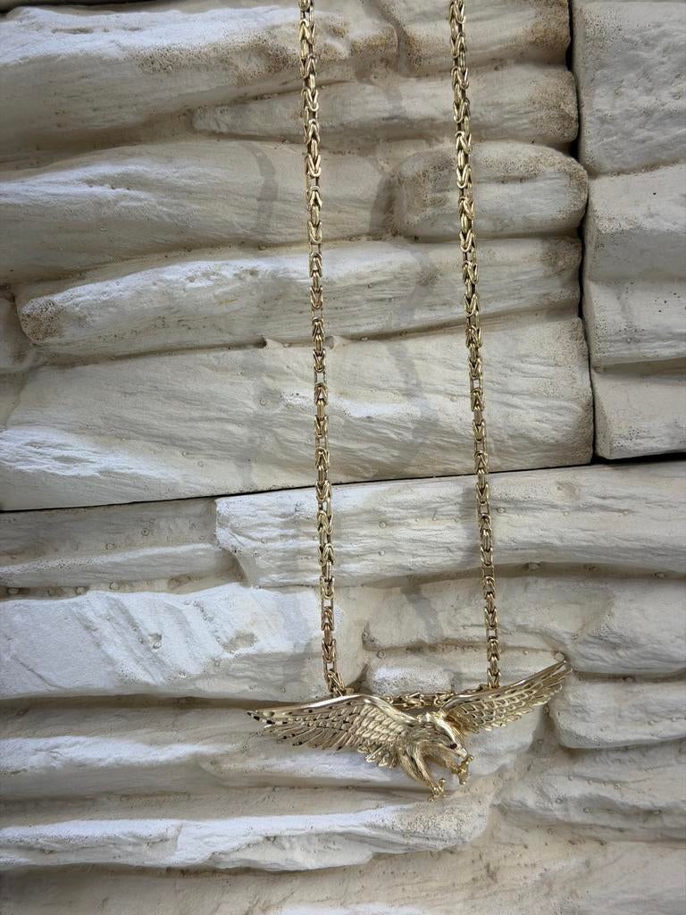 Gouden ketting met adelaar hanger, Met hanger, Www.bredajuwelier.nl, Nieuw, Ophalen of Verzenden
