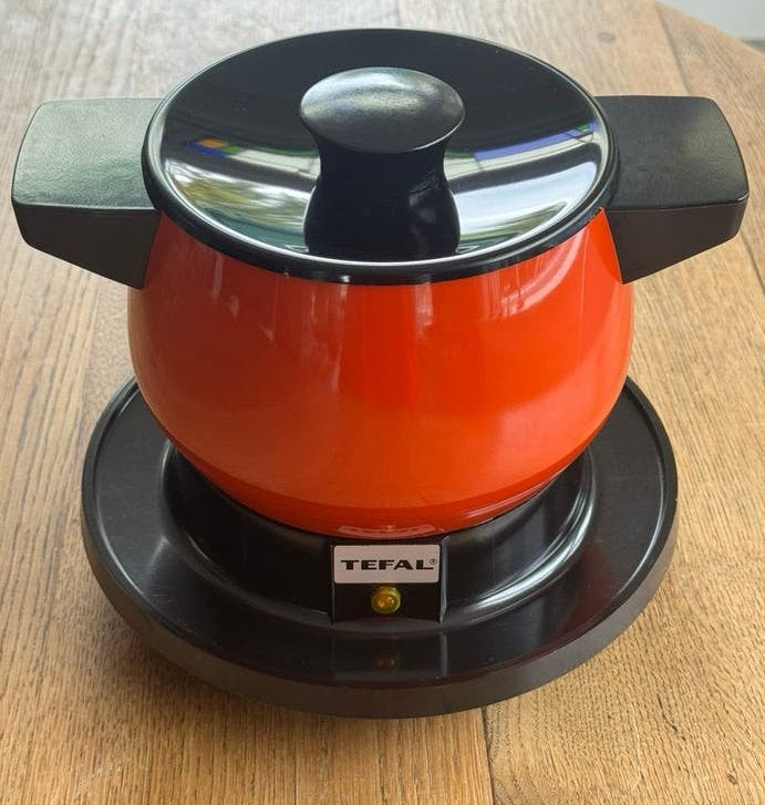 Vintage / retro Tefal elektrische fonduepan – oranje (700W), Ophalen of Verzenden, Gebruikt, Elektrisch, Fonduepan