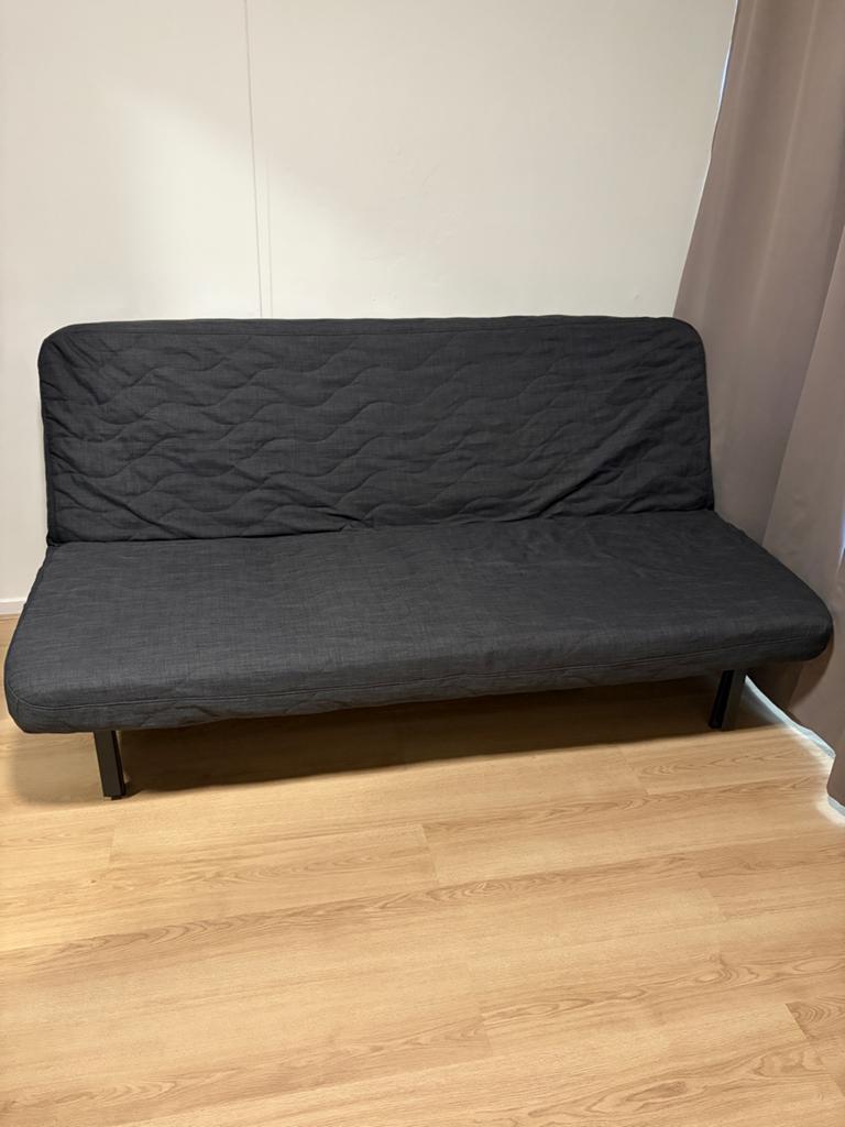 IKEA NYHAMN 3-zits slaapbank met binnenveringsmatras, Ophalen, Gebruikt, Tweepersoons, Zwart