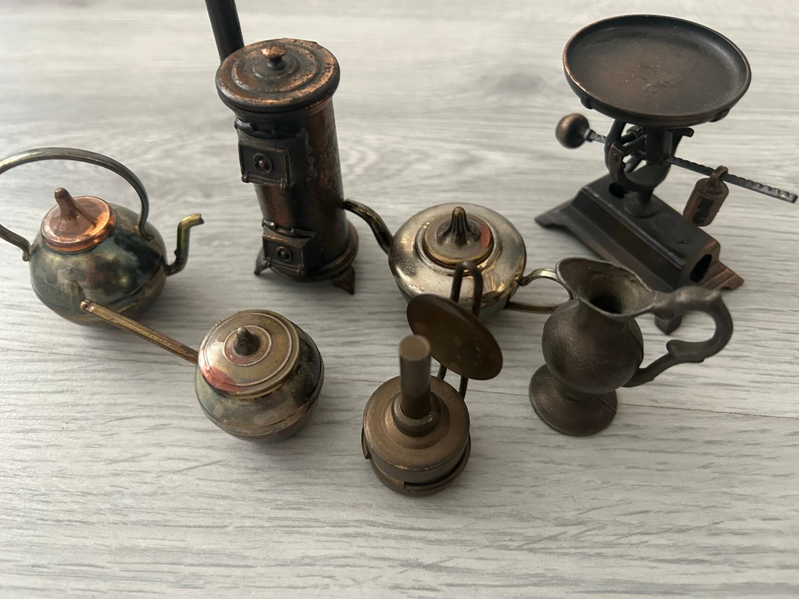 Mooie verzameling miniatuur koperen keuken – 7 stuks, Ophalen of Verzenden