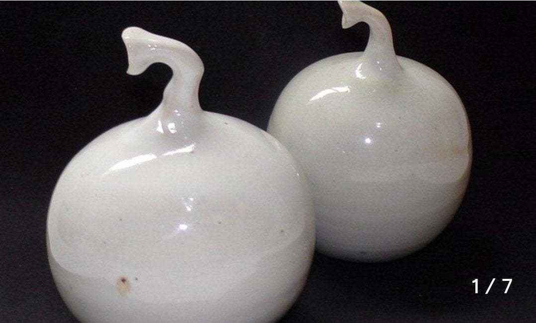 Set van 2 Witte Keramische Decoratieve Pompoenen, Antiek en Kunst, Ophalen of Verzenden