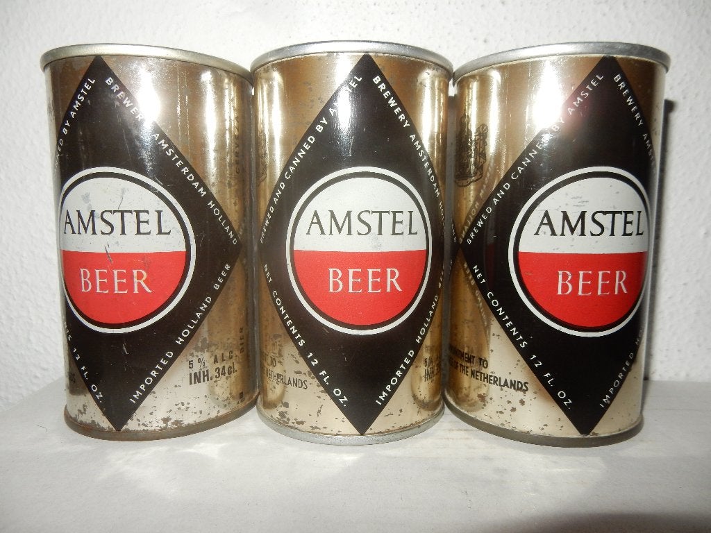 3 Verschillende AMSTEL Bier blikjes (50 jaar oud !!), Ophalen of Verzenden, Gebruikt, Overige typen, Amstel