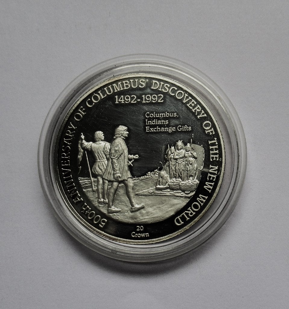 Turks and Caicos Islands 20 crown 1992, Verzenden, Zuid-Amerika, Zilver