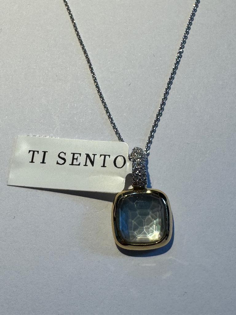 NIEUW: Ti Sento ketting met parelmoer grijze steen, Verzenden, Nieuw, Grijs, Zilver