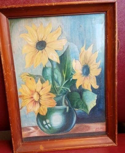 bloemen op vaas. gesigneerd 1927, Antiek en Kunst, Kunst | Schilderijen | Klassiek, Ophalen