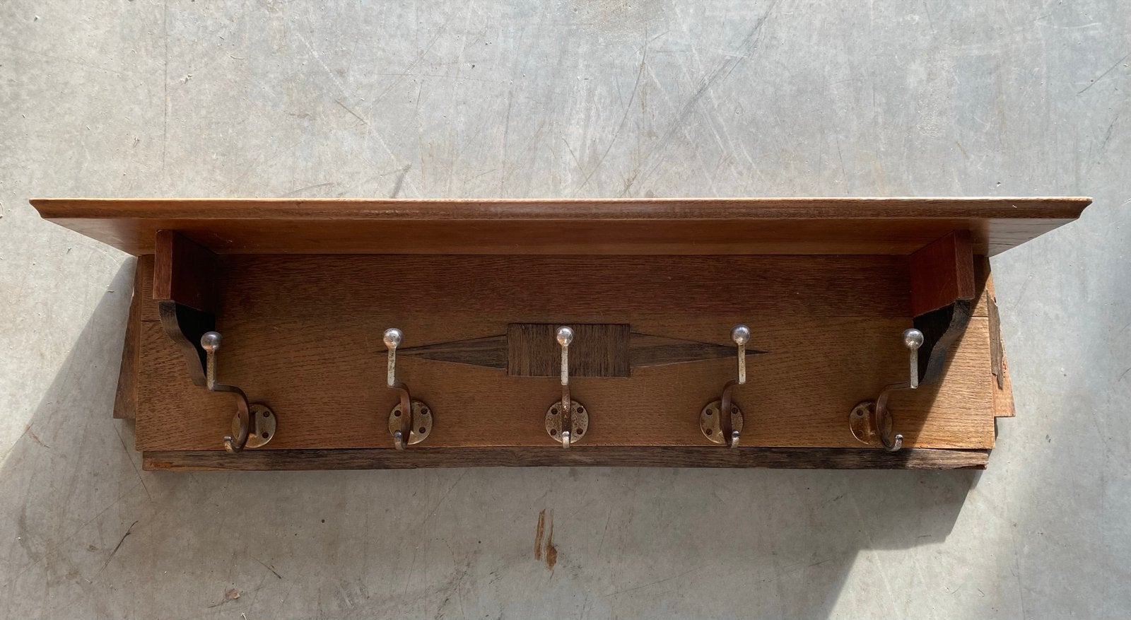 Art Deco Houten Wandkapstok, Gebruikt, Minder dan 100 cm, Hout, Ophalen