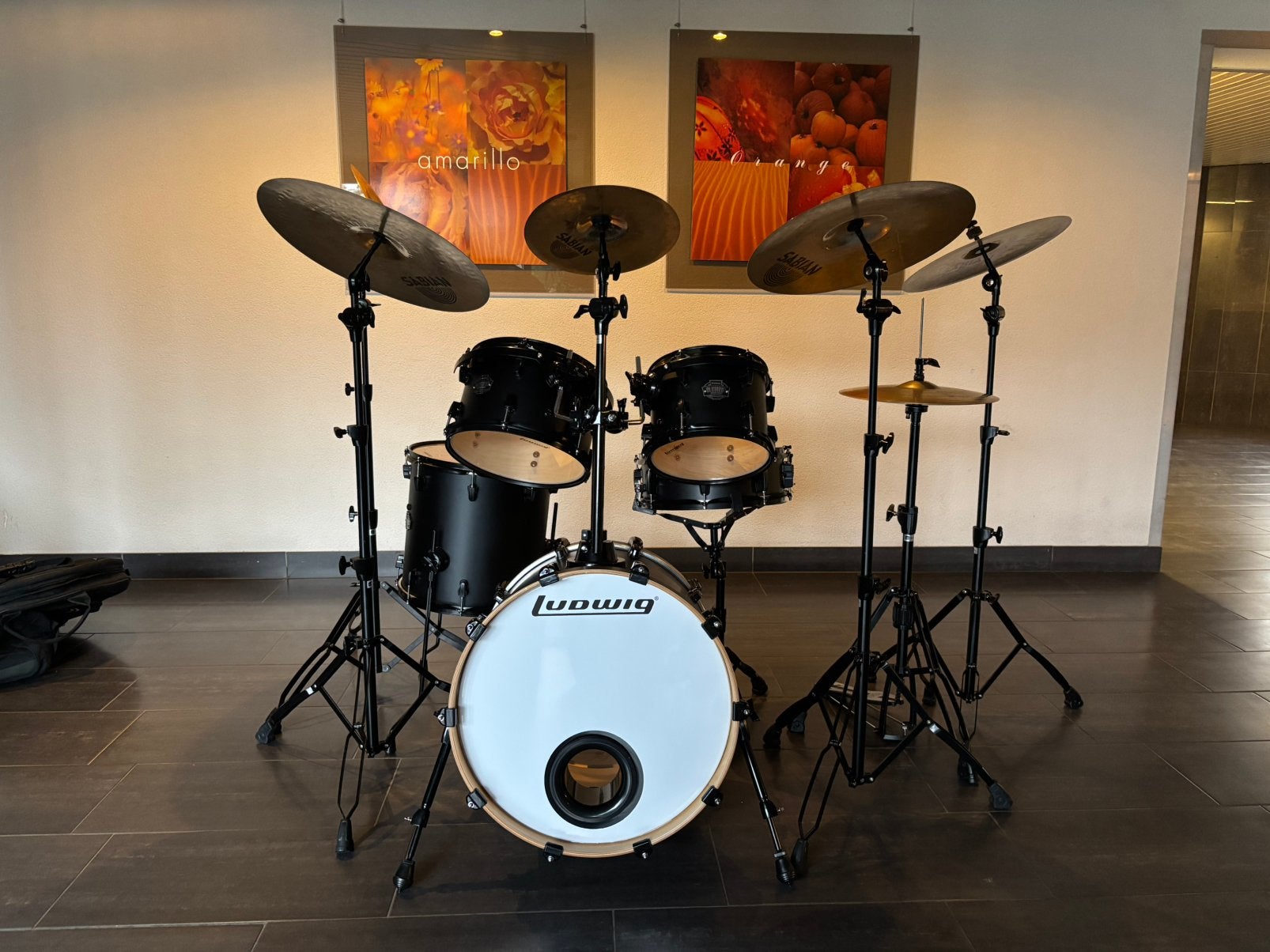 Ludwig drumstel Satin Black, Ophalen, Gebruikt, Ludwig