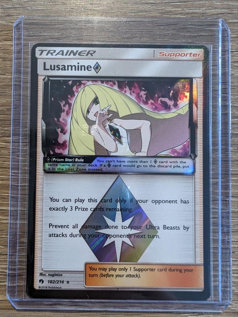 Lusamine Prism uit Lost Thunder 182/214, Ophalen of Verzenden, Zo goed als nieuw, Losse kaart, Foil