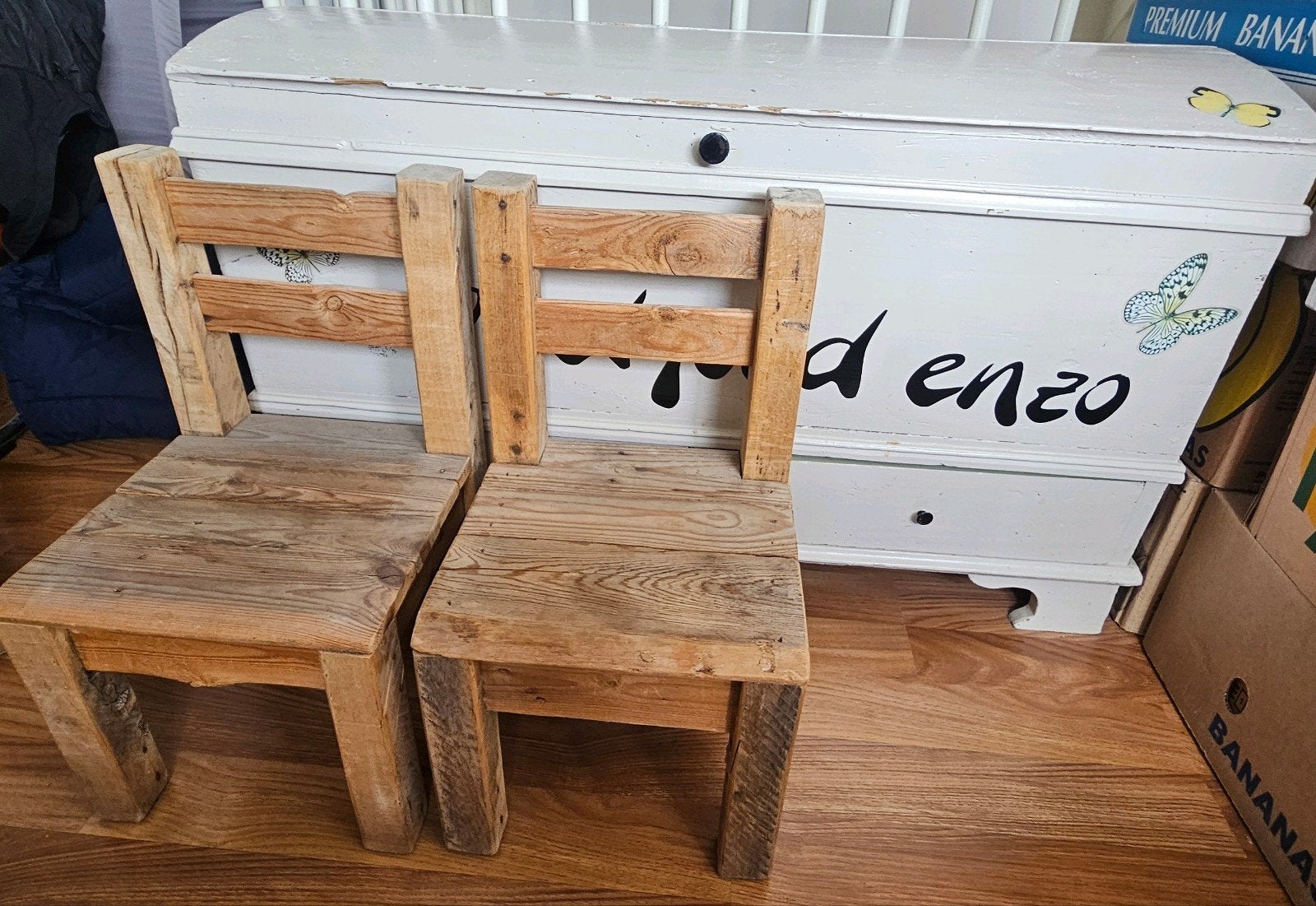 2 kinderstoeltjes oud hout vintage, Ophalen, Zo goed als nieuw, Overige typen