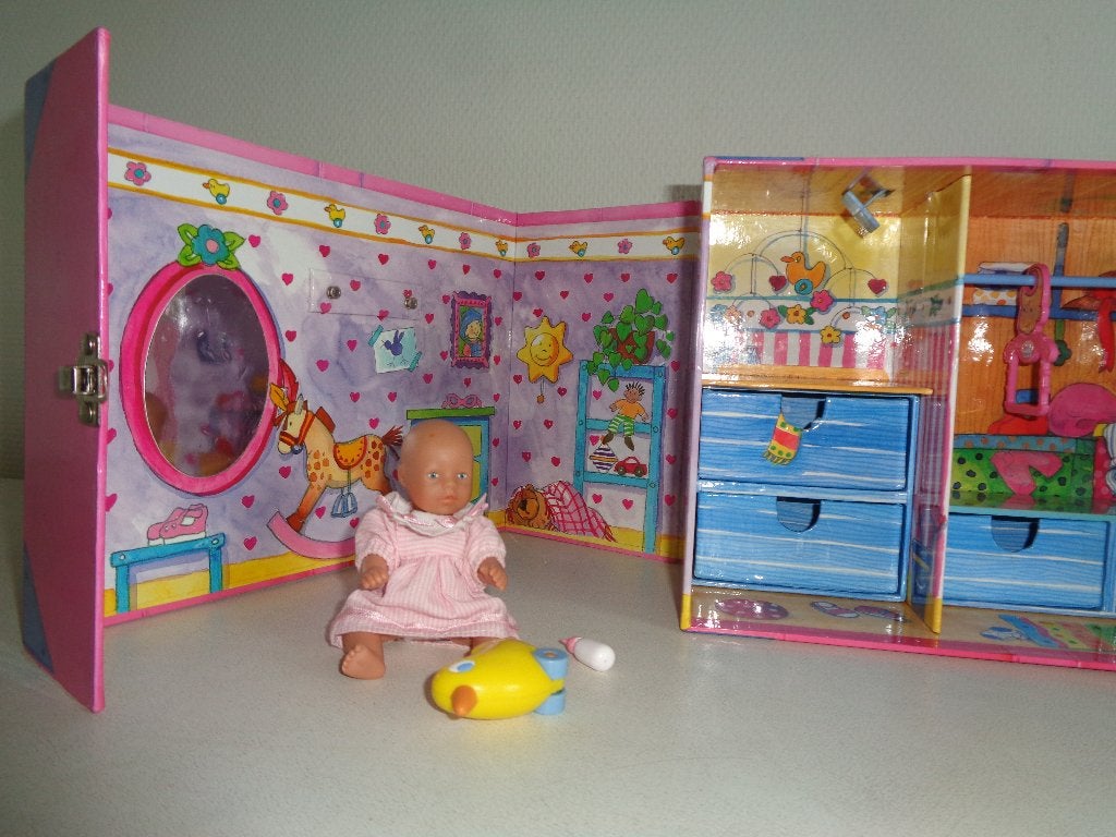 Mini Baby Born koffer met popje.Huisje., Ophalen of Verzenden, Zo goed als nieuw, Babypop