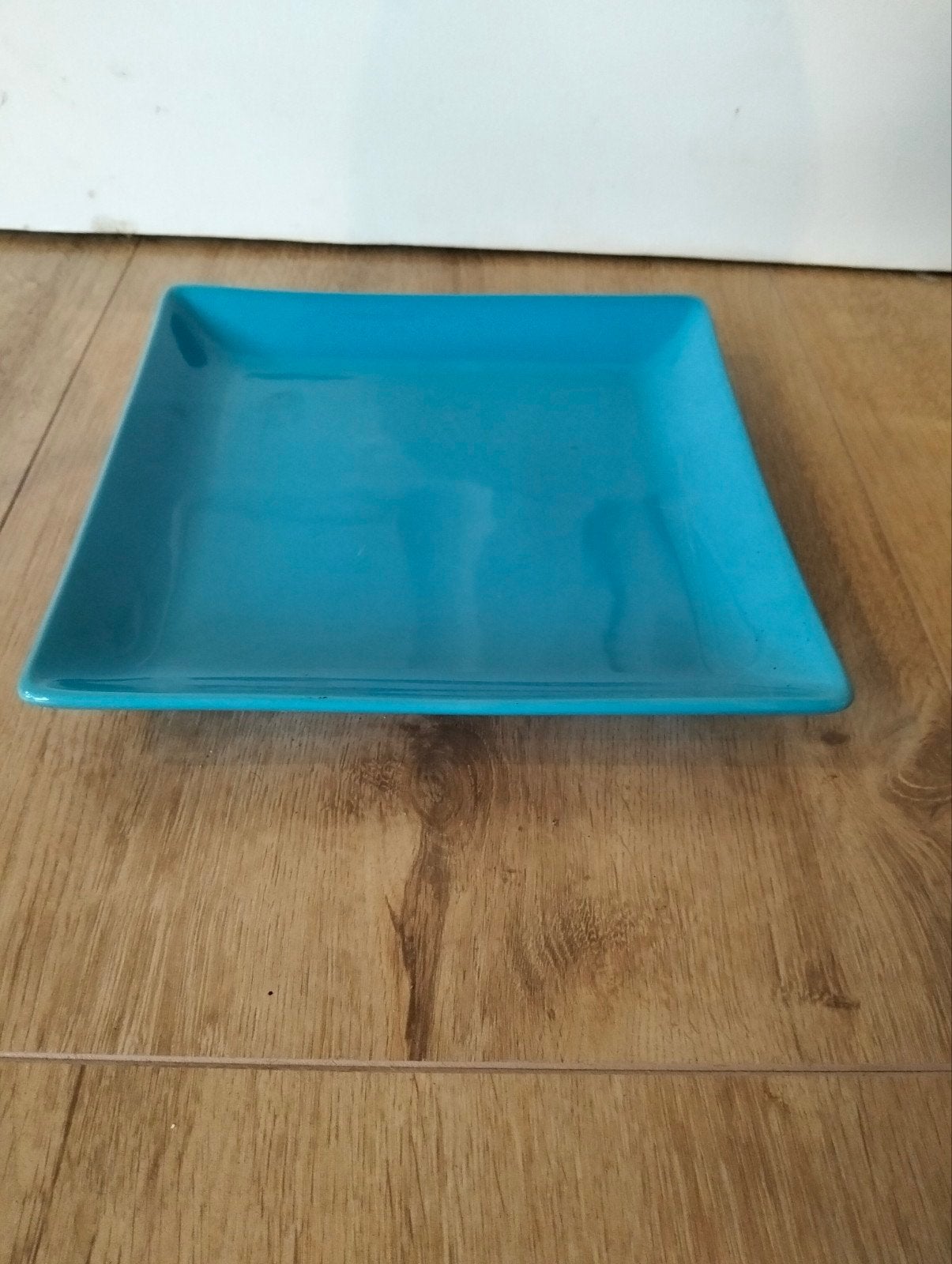 Mooi turquoise vierkant bord, Keramiek, Ophalen