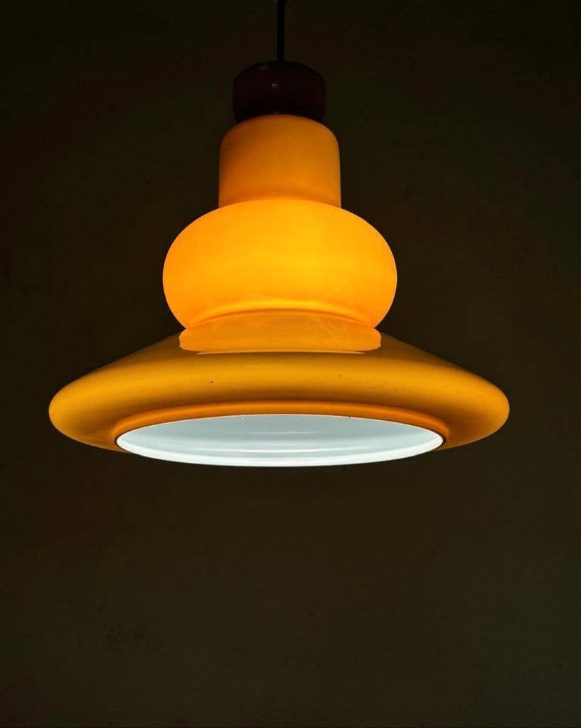 Vintage Space Age glazen hanglamp, Ophalen, Tweedehands, Tweedehands, Glas