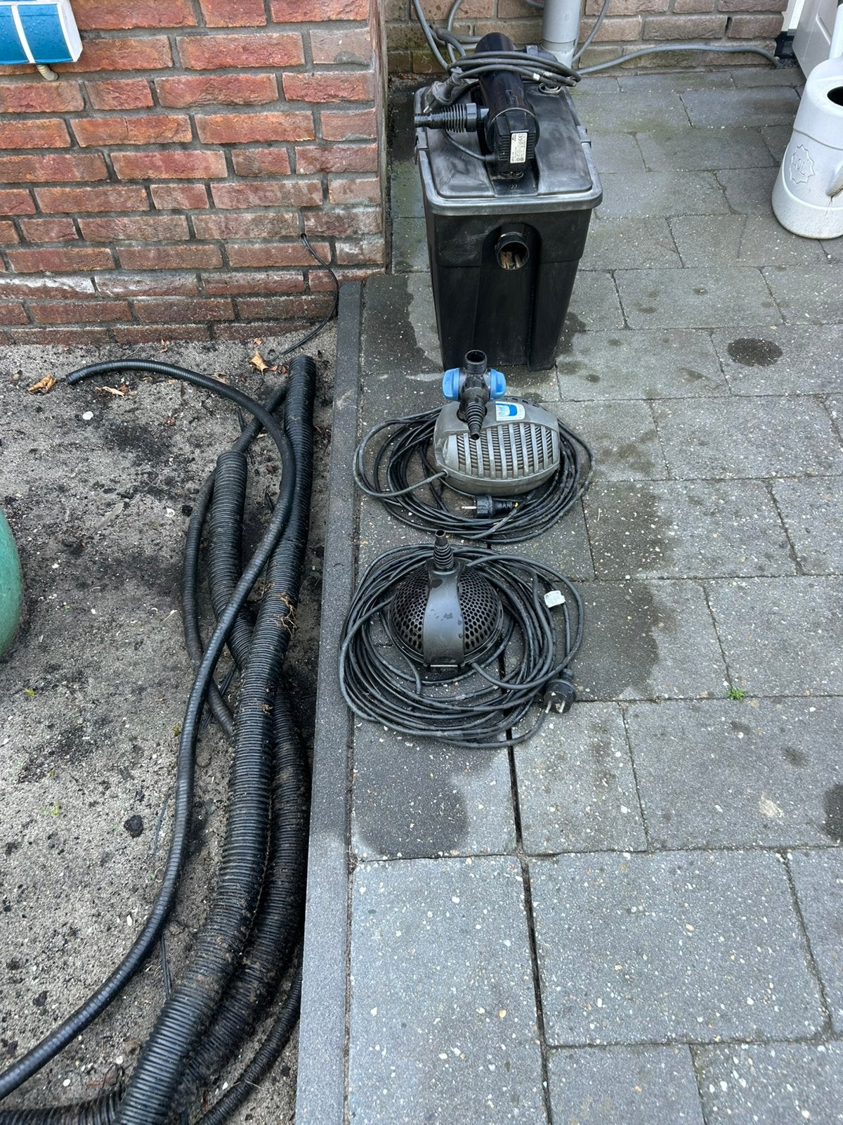 Pontec doorstroomfilterset + Oase fontijnpomp, Ophalen of Verzenden, Gebruikt, Vijverpomp