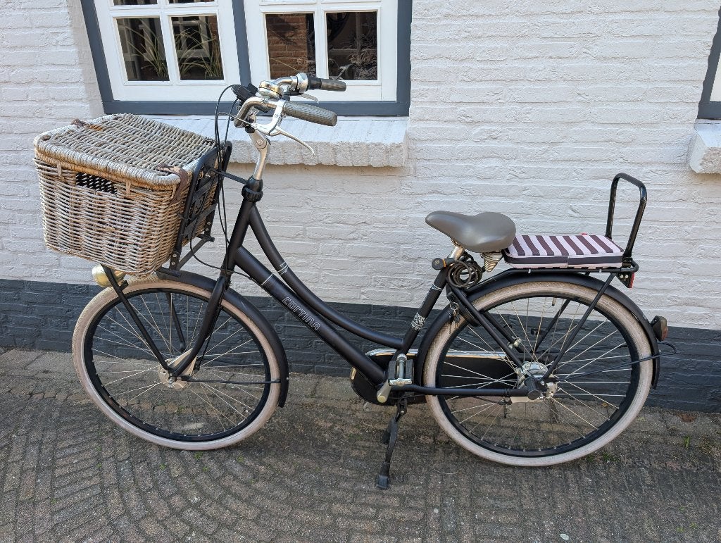 cortina transporter moederfiets, mandje, zitje, helm, Fietsen en Brommers, Fietsen | Dames | Omafietsen, Ophalen, Gebruikt, Versnellingen