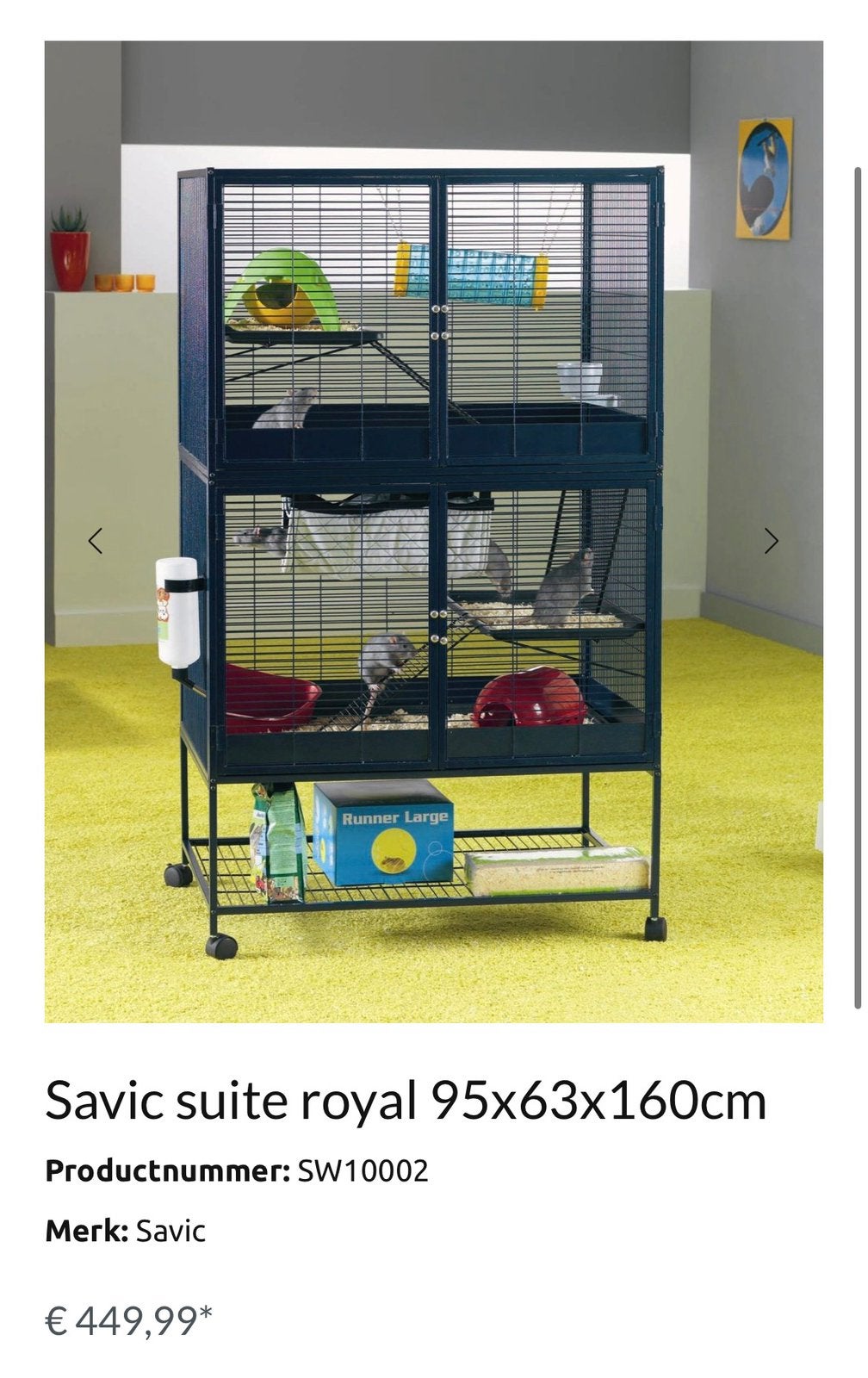 Rattenhok Savic royal suite. 95x63x160 cm antraciet, Ophalen, Kooi, Gebruikt, Eekhoorn