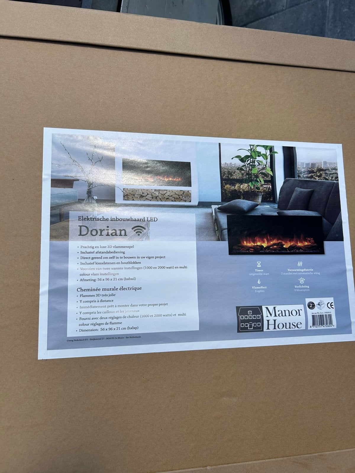 Elektrische inbouwhaard LED Dorian, Huis en Inrichting, Kachels, Ophalen of Verzenden, Nieuw, Elektrisch, Overige soorten