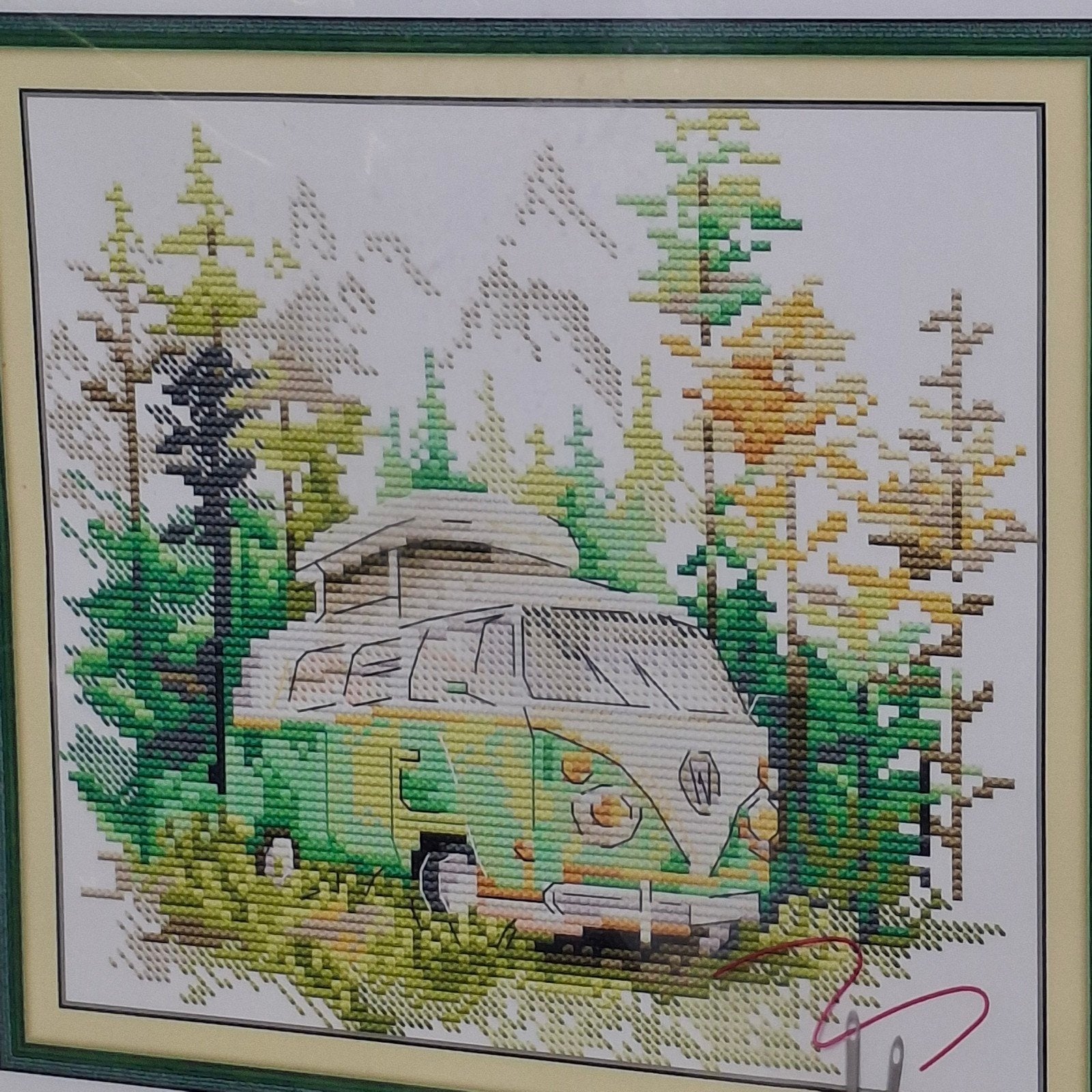 Borduurpakket - VW Busje in Bos, Verzenden, Nieuw, Handborduren, Borduurpakket