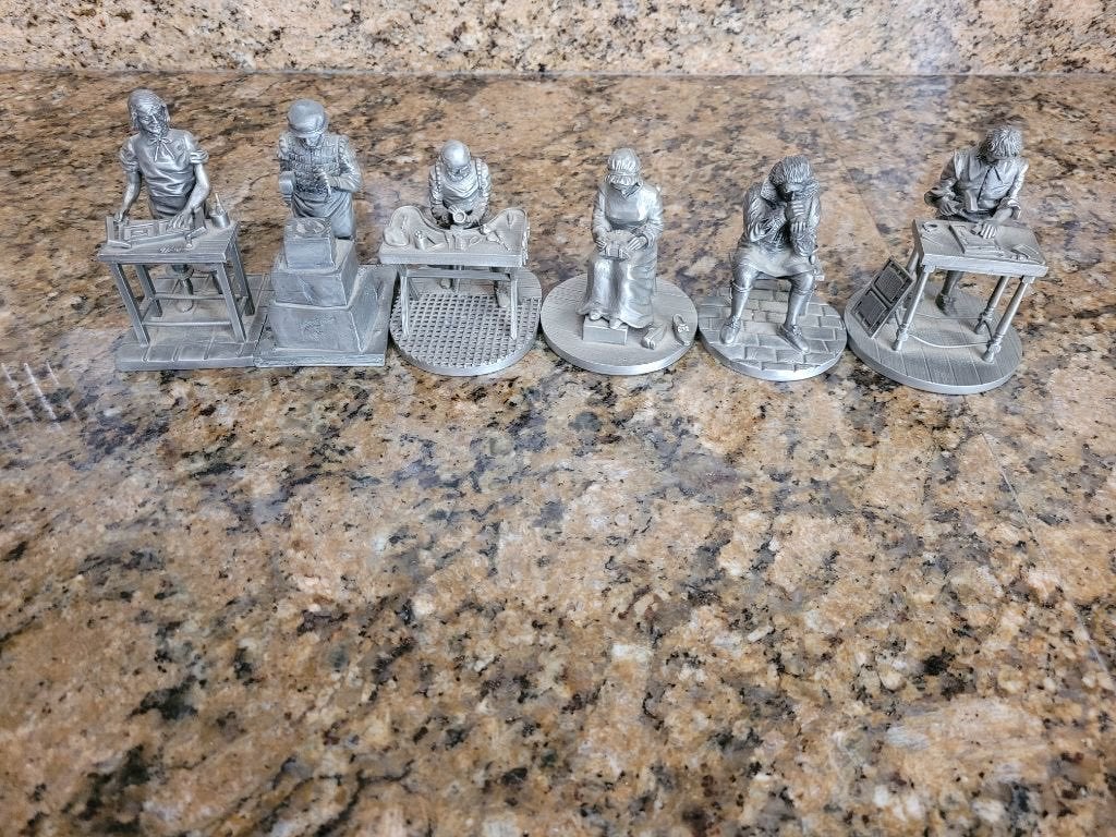 Complete set: Tinnen beeldjes “Meester Ambachtslieden”, Ophalen of Verzenden, Zo goed als nieuw