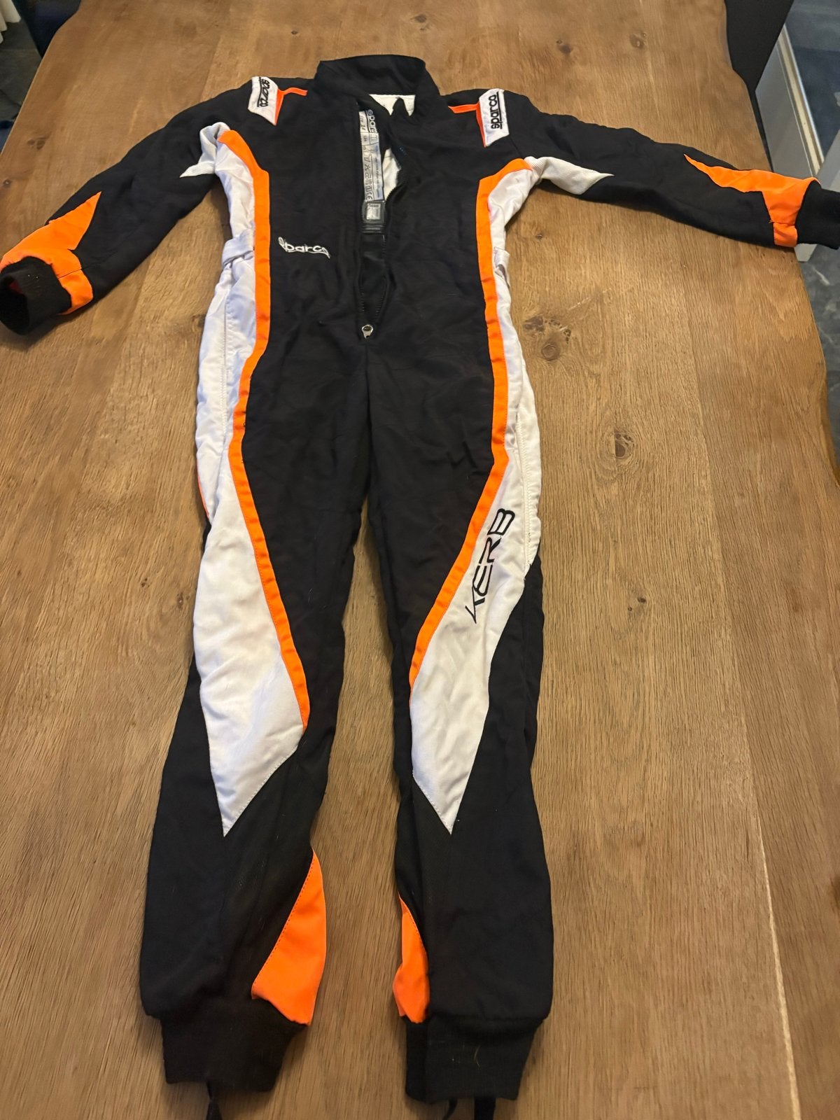 Sparco Kerb Kart Overall Maat 140 Zwart Oranje Wit, Ophalen of Verzenden, Gedragen, Overige maten, Meerkleurig