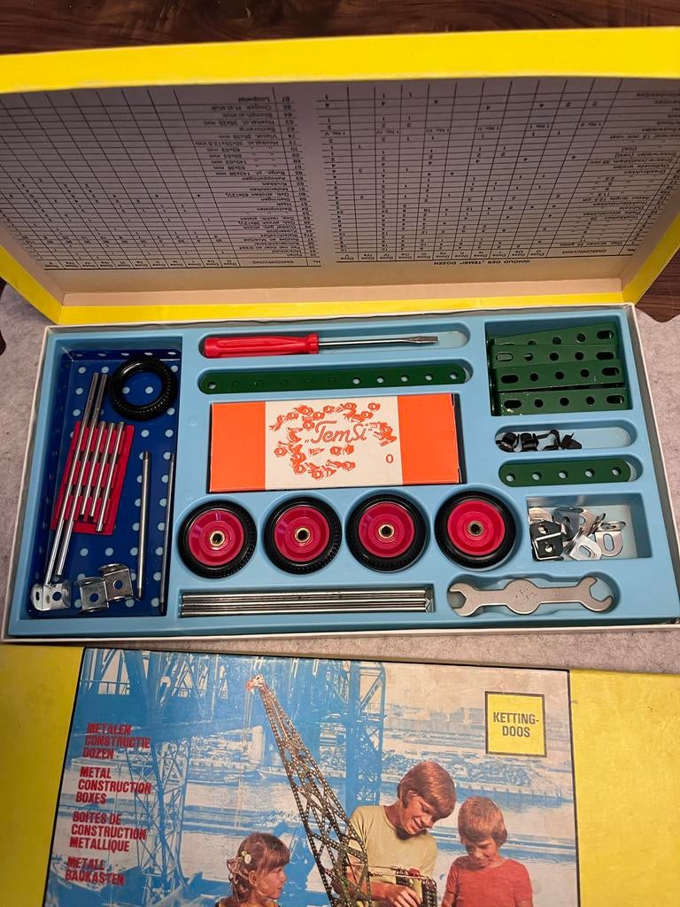 Vintage TemSi Metalen Constructie Doos - Kettingdoos, Ophalen of Verzenden, Zo goed als nieuw, Overige merken