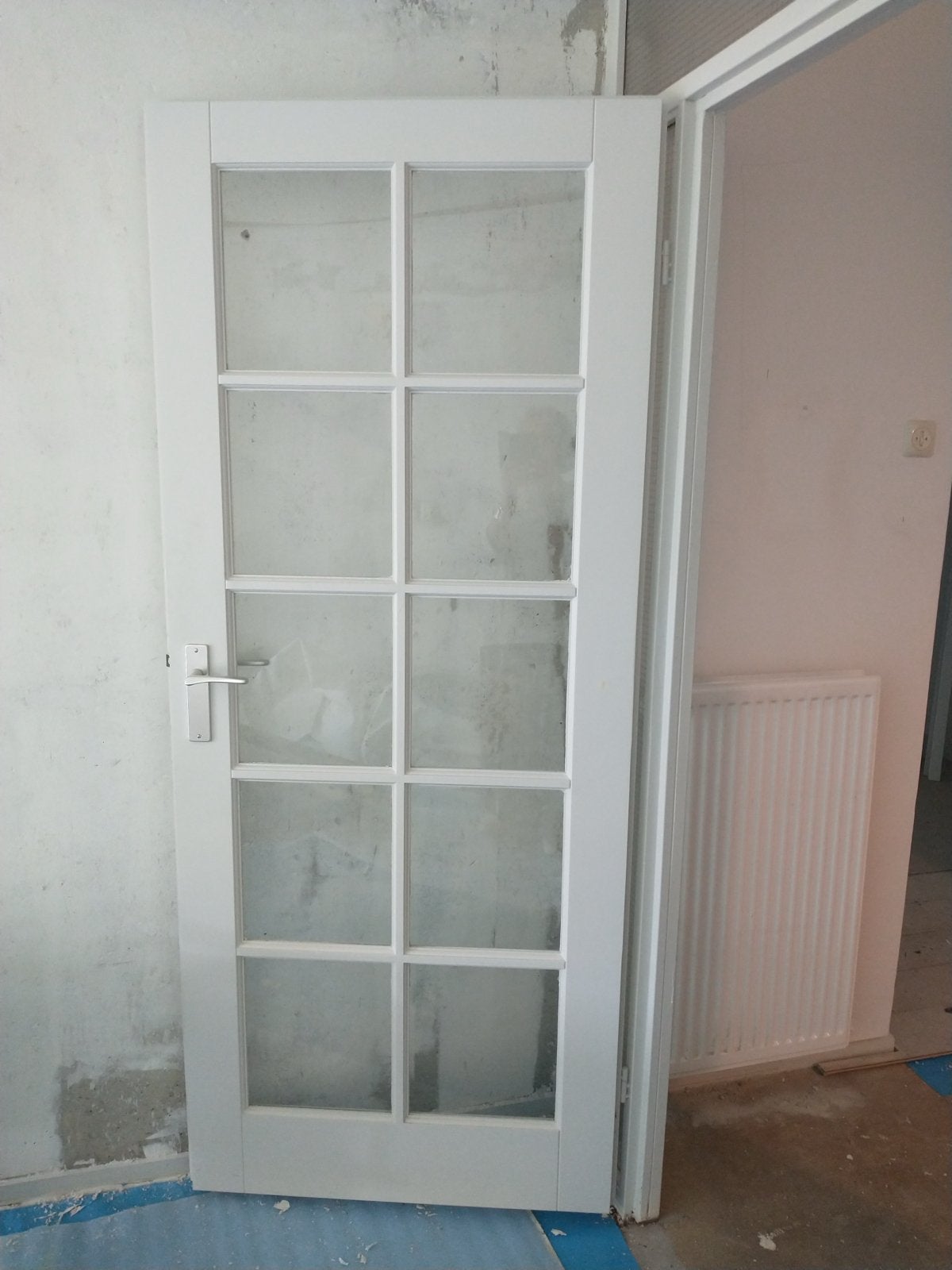 Twee Binnendeuren met glas, 83x195 cm, Ophalen, Gebruikt, 80 tot 100 cm, Binnendeur