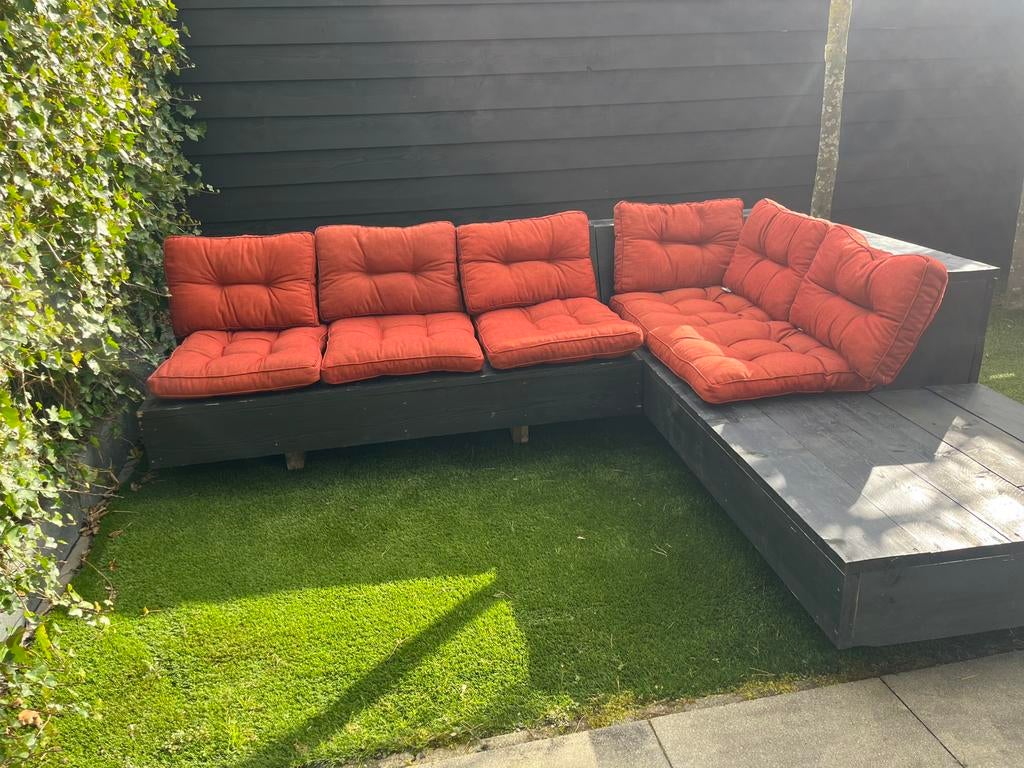 Tuinbank steigerhout zwart, Tuin en Terras, Tuinsets en Loungesets, Ophalen, Gebruikt, Steigerhout, Bank