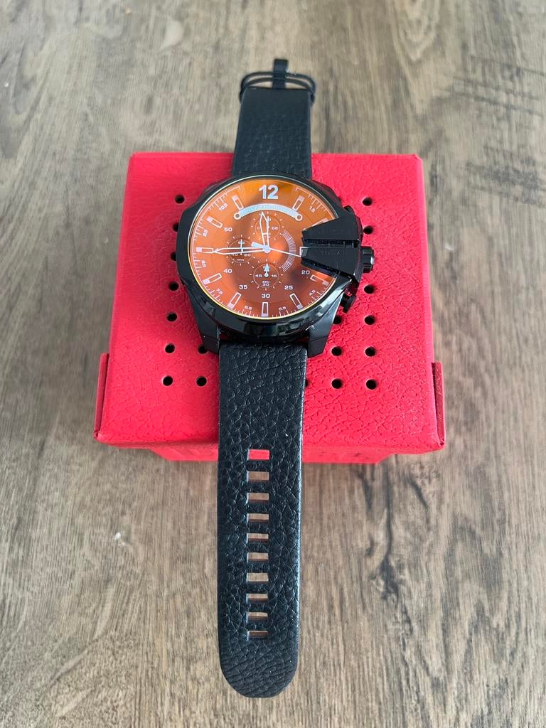 Diesel Mega Chief Horloge DZ4323 (ALS NIEUW), Ophalen of Verzenden, Zo goed als nieuw, Zwart, Jongen of Meisje