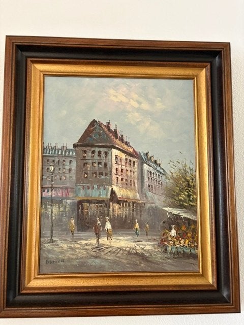 Schilderij, Ophalen, Ingelijst, Doek, Olieverf