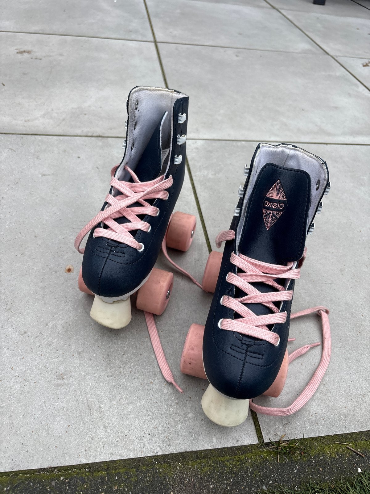 Oxelo rolschaatsen RS Quad 100 Navy Blauw/Roze - Maat 33, Ophalen, Zo goed als nieuw, Kinderen
