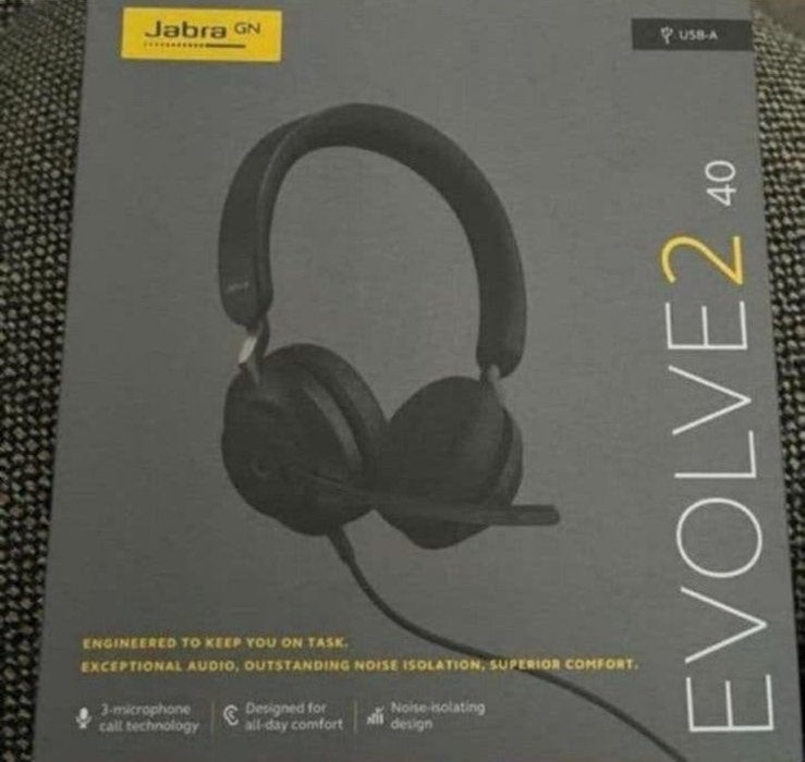 Jabra Evolve2 40 headset, Nieuw, On-ear, Ophalen of Verzenden, Inklapbare microfoon