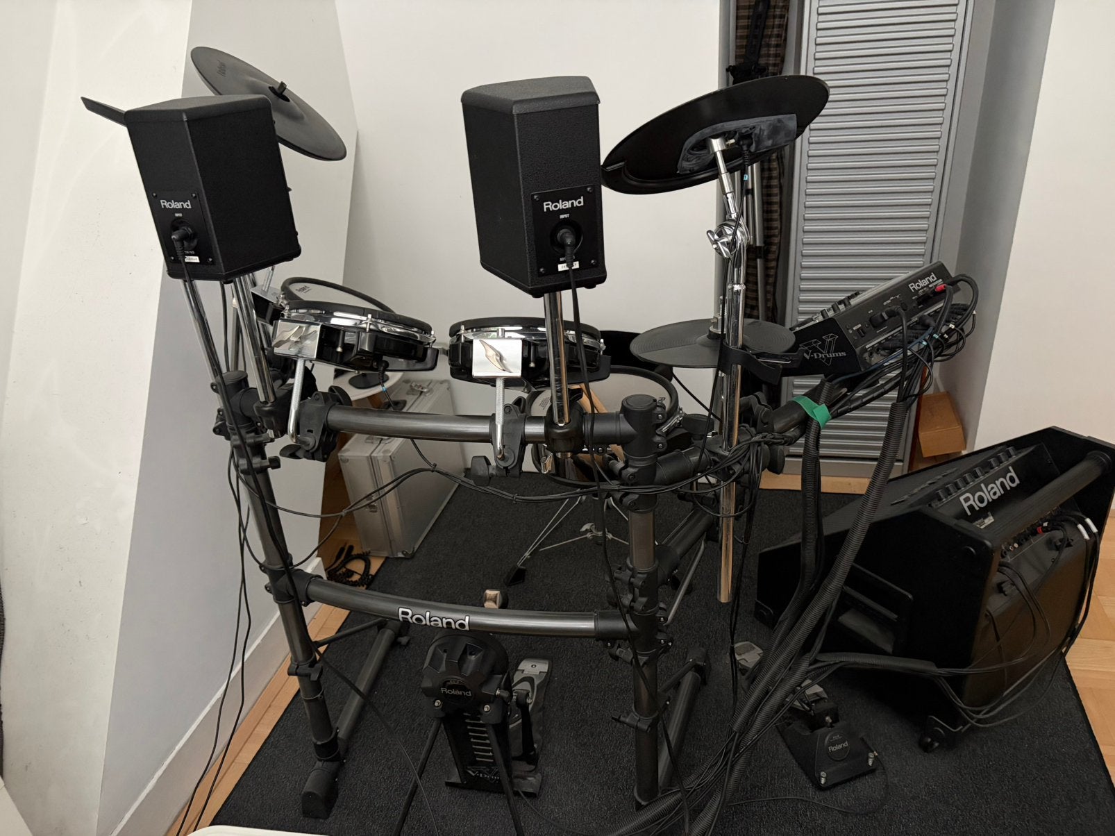 Roland TD 12 module met mesh head pads op Roland rek, Ophalen, Zo goed als nieuw, Roland, Elektronisch